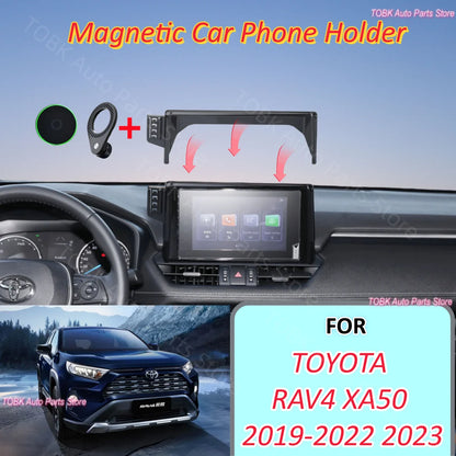 Magnetic Phone Mount for Toyota RAV4 2019-2023 (XA50) with 8-Inch Screen, Screen Base, Magnetic Holder or 15W Magnetic Wireless Charger