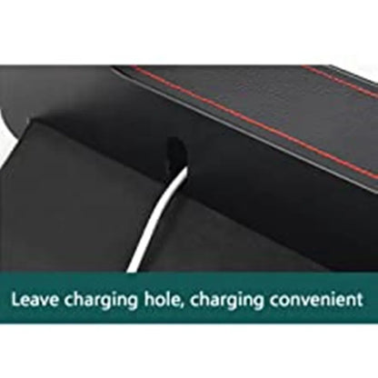PU Leather Car Seat Gap Organizer — Key Holder with Charging Port Cutout