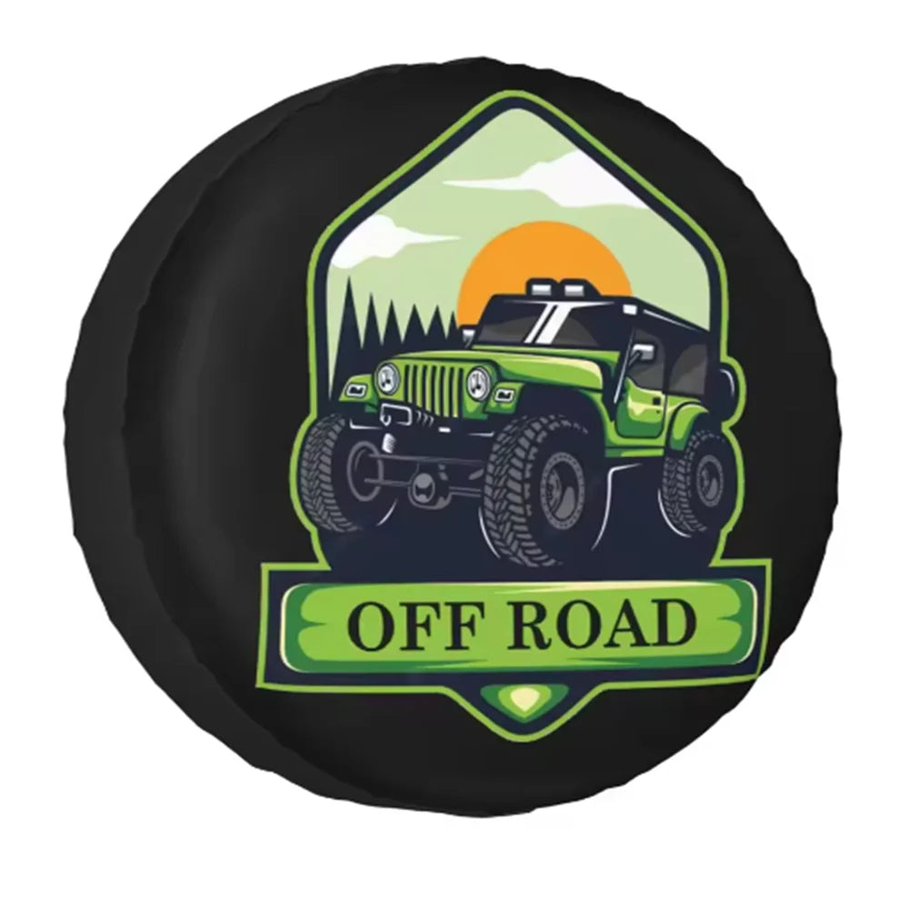 Spare Tire Cover for Jeep Wrangler, 4x4 Mountain PU Leather, No Camera Hole, 14 to 18 in, 20 Lettered Designs