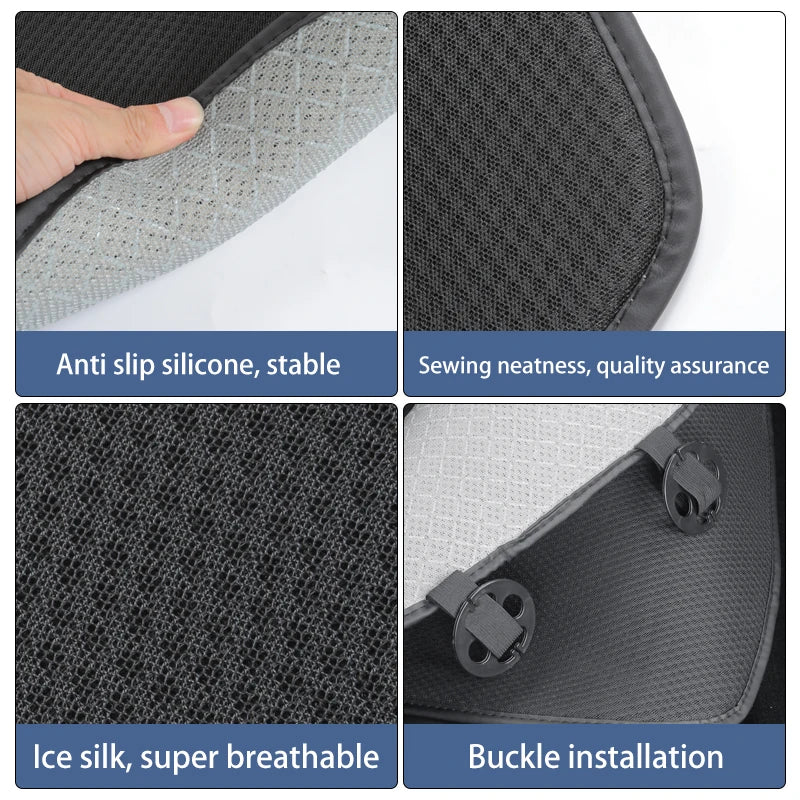 Ice Silk Seat Cushions for Tesla Model 3 and Model Y, Breathable Knit Front or Rear Seat Pads, Black or White