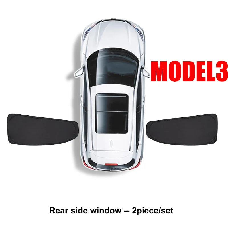 Privacy Sun Shades for Tesla Model 3 2019-2026 Including Highland, Oxford Cloth Windshield and Side Window Shades, 1 to 8 Pieces