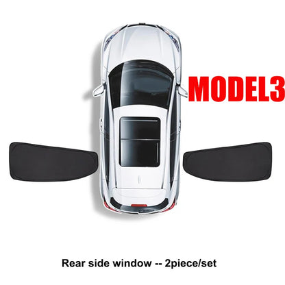 Privacy Sun Shades for Tesla Model 3 2019-2026 Including Highland, Oxford Cloth Windshield and Side Window Shades, 1 to 8 Pieces