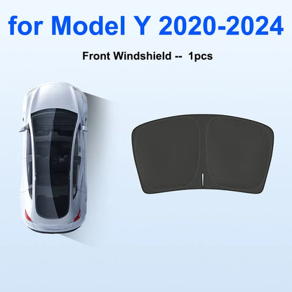 Blackout Sun Shades for Tesla Model Y 2020-2024 and Juniper 2025+, Windshield, Side Window and Full 8-Piece Privacy Sets