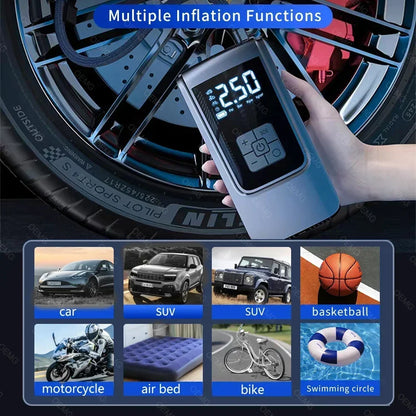 Tire inflator for cars, SUVs, motorcycles, bikes, balls, air beds and pool floats