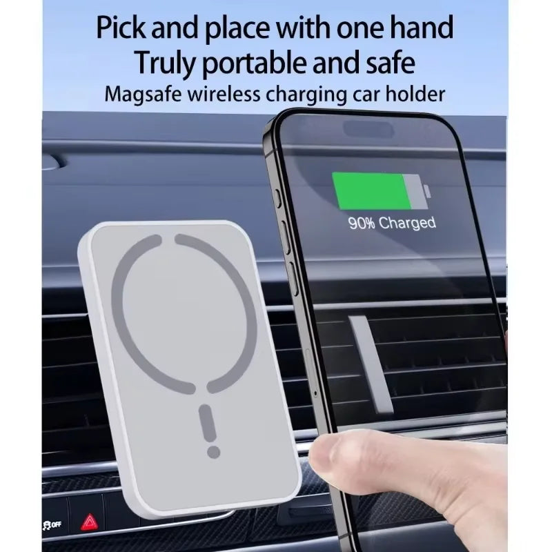 Magnetic Wireless Car Charger Vent Mount, 15W Fast Charging with 360 Degree Ball Joint, for iPhone 12 and Newer, Black or White