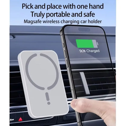 Magnetic Wireless Car Charger Vent Mount, 15W Fast Charging with 360 Degree Ball Joint, for iPhone 12 and Newer, Black or White