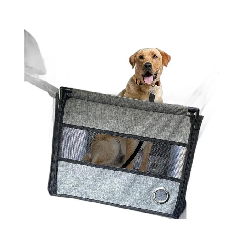 Portable Dog Car Seat and Carrier with Mesh Protector, Waterproof Nylon Pet Travel Seat for Medium-Sized Dogs, Gray or Black