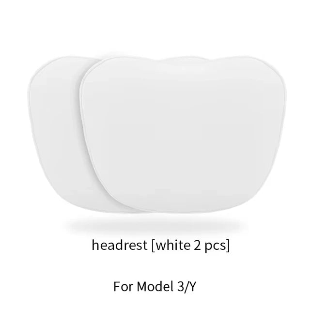 Headrest and Lumbar Pillows for Tesla Model 3 and Model Y, Soft Skin-Feel Neck and Back Support, White or Black