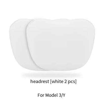 Headrest and Lumbar Pillows for Tesla Model 3 and Model Y, Soft Skin-Feel Neck and Back Support, White or Black