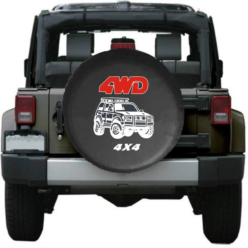Spare Tire Cover for Jeep Wrangler (JL, JK), 15 in Black PVC Leather for 27.6-29.5 in (70-75 cm) Tires on 15 in Wheels
