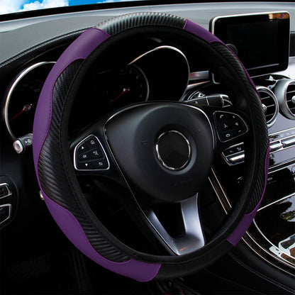Purple and black steering wheel cover