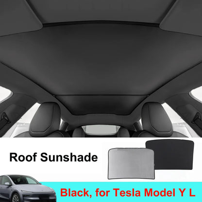 Glass Roof Sunshade for Tesla Model Y Juniper and Model 3 Highland, 2-Piece Ice-Cooling Shade with Clips and Storage Bag, Black or Gray