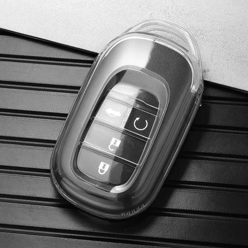 Key Fob Cover for Honda Civic 11th Gen Keyless Fobs, Full-Wrap Clear TPU Case for 3, 4 and 5-Button Keys, Clear or Clear Black