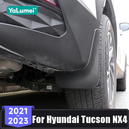 Mud Flaps for Hyundai Tucson Hybrid and N Line 2022-2023 (NX4), Black ABS Front and Rear Splash Guards