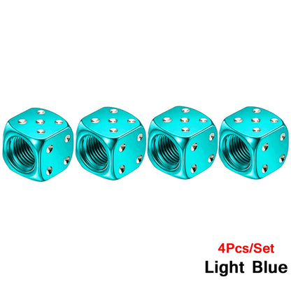 Dice Tire Valve Stem Caps, Dustproof Valve Covers for Cars, Trucks, Motorcycles and Bikes, 4 or 8 Pack, 11 Colors