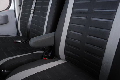 Van and Truck Seat Covers, 2+1 Front Row Set for Driver Seat and Double Passenger Bench, Polyester with 3D Stripes, 4 Colors