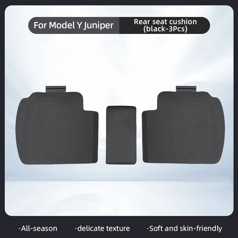 PU Leather Seat Cushions for Tesla Model Y Juniper and Model 3 Highland, Front or Rear Seat and Backrest Pads, Black or White