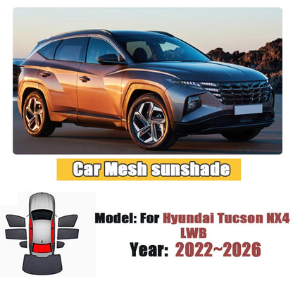 Mesh Window Curtains for Hyundai Tucson 2022-2026 (NX4), Black Anti-UV Privacy Shades, Front Sunshade, Pairs or Sets