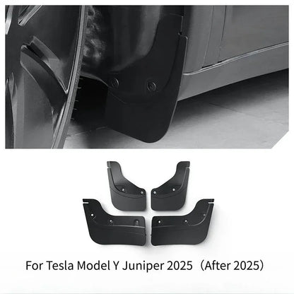 Hidden-Style TPE Mud Flaps for Tesla Model 3, Model 3 Highland, Model Y and Model Y Juniper 2025, 6-Piece or 4-Piece Set