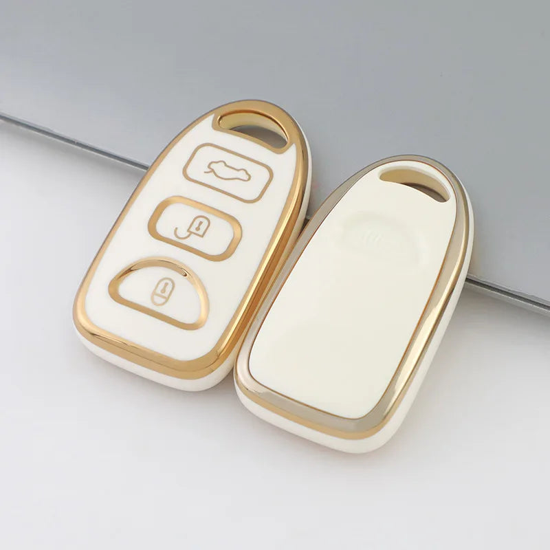 Key Fob Cover for Hyundai 2+1 and 3+1 Button Keys, Soft TPU Case for Tucson, Sonata and Santa Fe, White, Gray or Black