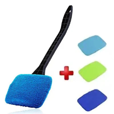 Car Windshield Cleaning Tool with Long Handle, Inside Window Cleaner with Washable Microfiber Pad, 4 Options