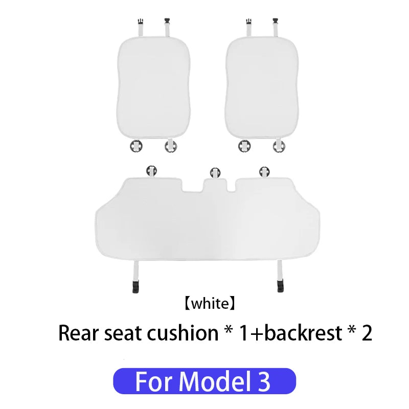 Ice Silk Seat Cushions for Tesla Model 3 and Model Y, Breathable Knit Front or Rear Seat Pads, Black or White