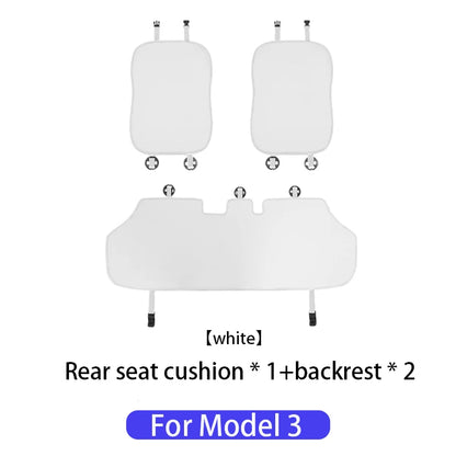 Ice Silk Seat Cushions for Tesla Model 3 and Model Y, Breathable Knit Front or Rear Seat Pads, Black or White