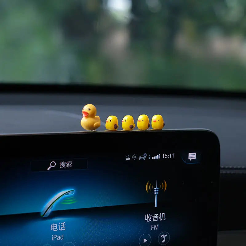 5 Cute Mini Duck Dashboard Ornaments, Resin Car Decorations for the Dashboard, Console or Desk, 2 Styles
