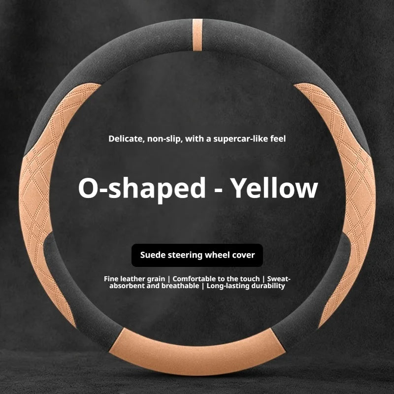 Steering Wheel Cover for Honda Civic, CR-V, Accord, Pilot and Passport, Two-Tone Suede, 15 in (37-38 cm), O or D Shape, 9 Colors