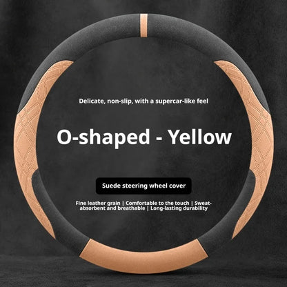 Steering Wheel Cover for Honda Civic, CR-V, Accord, Pilot and Passport, Two-Tone Suede, 15 in (37-38 cm), O or D Shape, 9 Colors