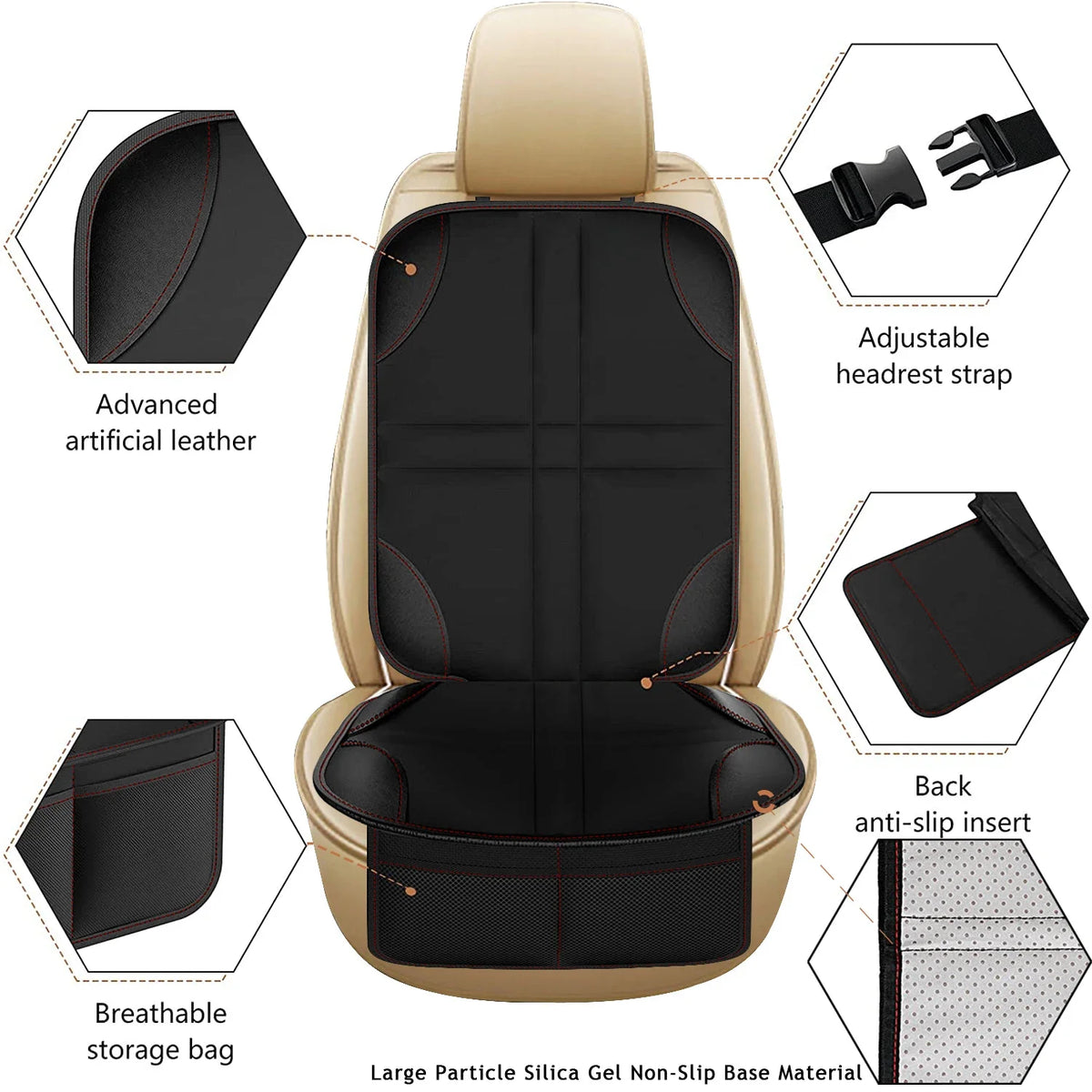 Car Seat Protector for Child Car Seats and Pets, Non-Slip 600D Oxford Back Seat Cover with Storage Pockets, 1 or 2 Pack