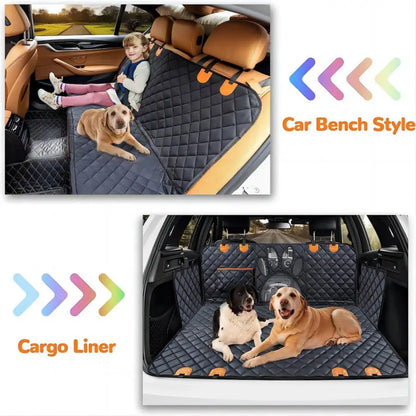 Waterproof Dog Hammock for Back Seat with Mesh Window and Zippered Side Flaps, Seat and Door Protector for Cars and SUVs