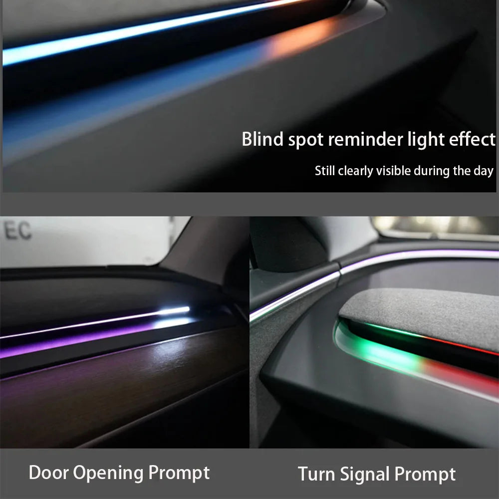 Dashboard Air Vent Ambient Light with Blind-Spot Indicator for Tesla Model 3 and Model Y, Highland, Juniper and Earlier Versions, Welcome Light