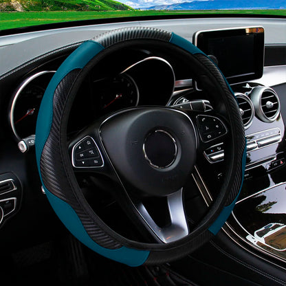 Dark green and black steering wheel cover
