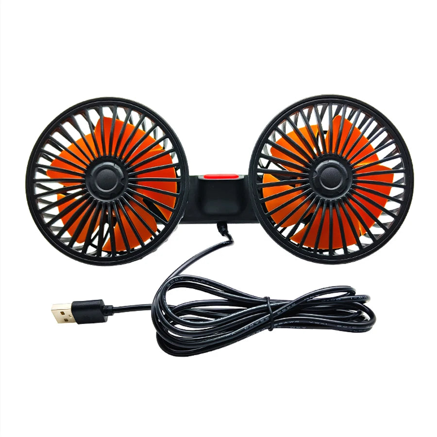 Dual Head Car Fan for Headrest, 3 Speed USB Seat Back Cooling Fan with Flexible Silicone Neck, 360 Degree Adjustable, 4 Colors