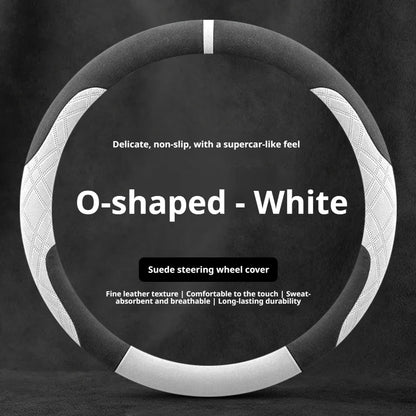 Steering Wheel Cover for Honda Civic, CR-V, Accord, Pilot and Passport, Two-Tone Suede, 15 in (37-38 cm), O or D Shape, 9 Colors