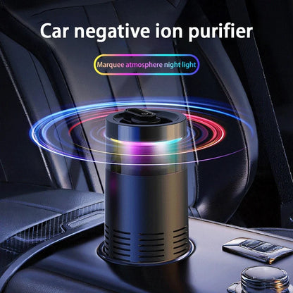 Negative Ion Car Air Purifier with Ambient Light, Battery Powered Unit for Car or Home Use, Black or White