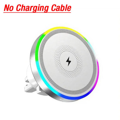 RGB Magnetic Wireless Car Charger, Air Vent Phone Mount with 360 Degree Ball Joint, for iPhone 12 and Newer, Black or White