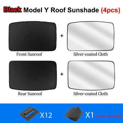Privacy Sun Shades for Tesla Model Y 2021-2024 and Juniper 2025, Windshield, Rear and Side Window Shades, Single Pieces to 8-Piece Set