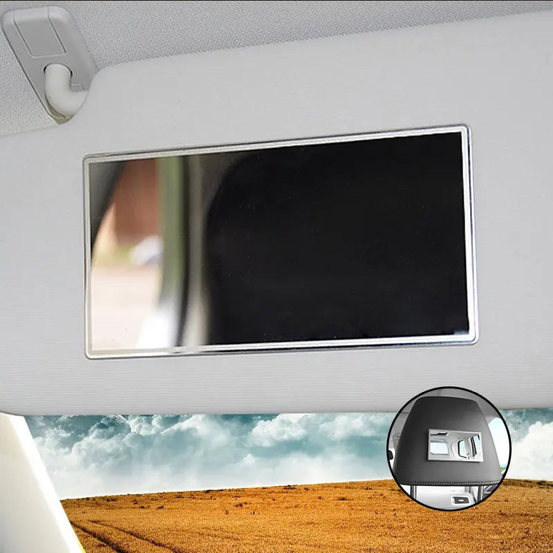 Car Sun Visor Makeup Mirror, Shatterproof Polished Stainless Steel Vanity Mirror, 2 Sizes, 5.9 x 3.1 or 4.3 x 2.6 Inch