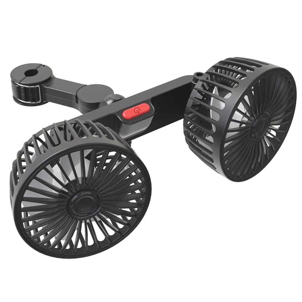 Dual Head Car Fan for Headrest, 3 Speed USB Seat Back Cooling Fan with Flexible Silicone Neck, 360 Degree Adjustable, 4 Colors