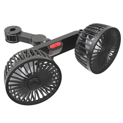 Dual Head Car Fan for Headrest, 3 Speed USB Seat Back Cooling Fan with Flexible Silicone Neck, 360 Degree Adjustable, 4 Colors