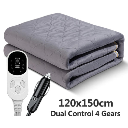 12V Heated Car Blanket, Soft Flannel Electric Travel Blanket for Car Trips and Camping, Adjustable Heat, 3 Sizes, 2 Styles