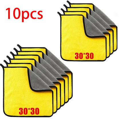Microfiber Car Drying Towels, Thick Double Layer Cleaning Cloths, 12 x 12 or 12 x 24 Inch, 1 to 10 Pack