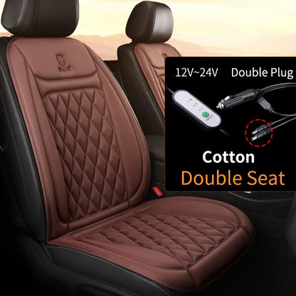 12V-24V Heated Car Seat Cover, 25W Seat Warmer Cushion with 3 Heat Levels and Auto-Off Timer, Flannel or Cloth, 1 or 2 Pack
