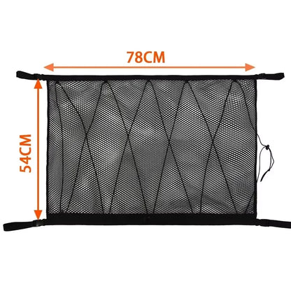 Car Ceiling Cargo Net Storage Bag for SUVs and Cars, Double Layer Mesh Organizer with Zipper and 4 Buckles, 31 x 22 Inch