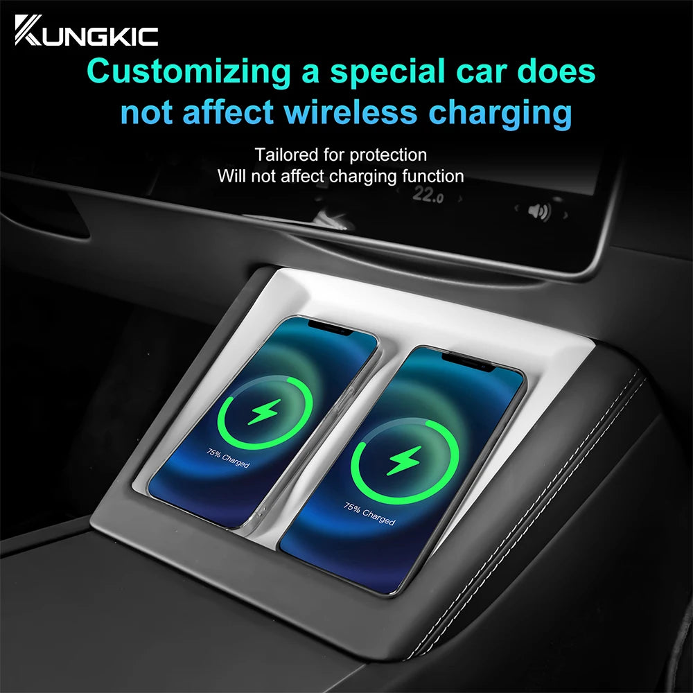 Silicone Charging Pad Mat for Tesla Model 3 Highland 2024-2026 and Model Y Juniper 2025-2026, 9.1 x 7.1 in Non-Slip Mat, 3 Colors