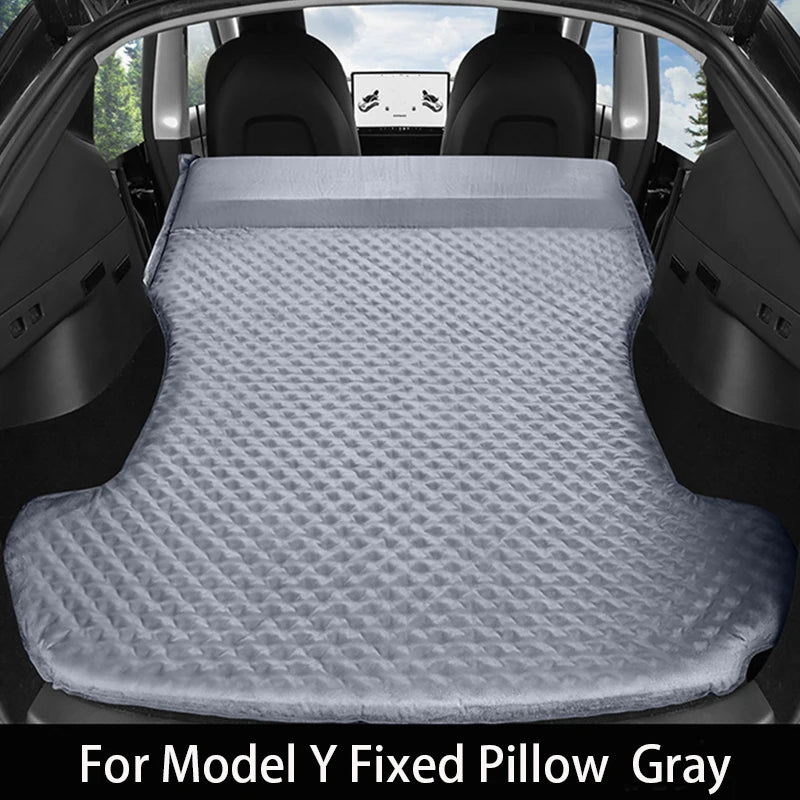 Model Y air mattress with fixed pillow, gray