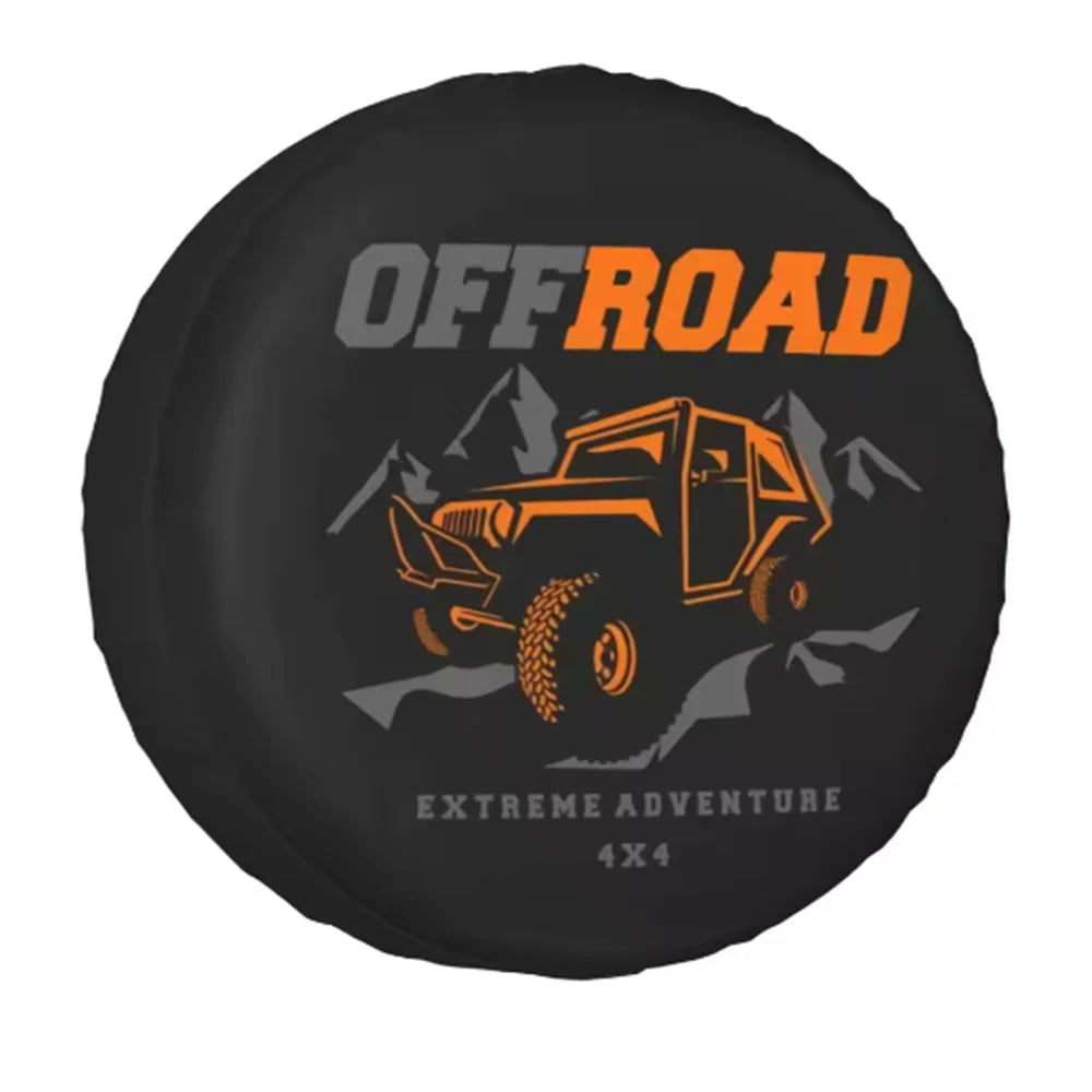 Spare Tire Cover for Jeep Wrangler, 4x4 Mountain PU Leather, No Camera Hole, 14 to 18 in, 20 Lettered Designs