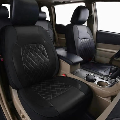 Quilted PU Leather Car Seat Covers, Front Pair or Full 5 Seat Set, Universal Fit for Cars, SUVs and Pickup Trucks, 4 Colors